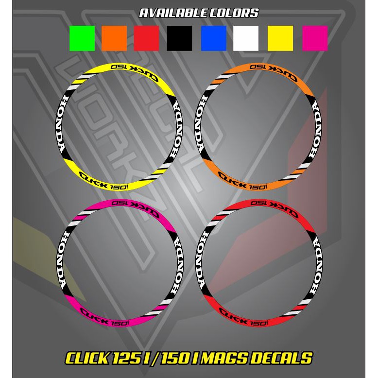 HONDA CLICK 150 125 RIM/MAGS DECALS STICKER | Shopee Philippines