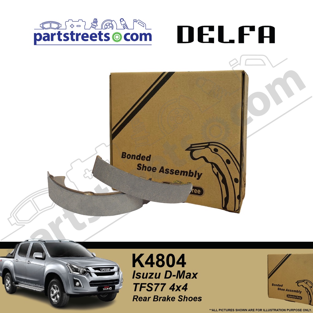 DELFA Rear Brake Shoe Isuzu DMax TFS77 4X4 K4804 (1 set) Shopee