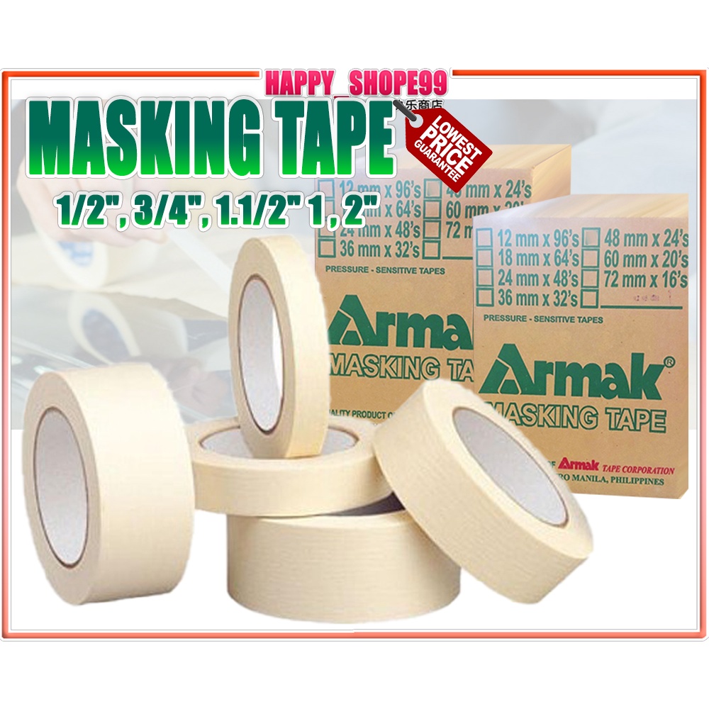 Masking Tape 1/2", 3/4", 1" (10 YARDS) Armak, Paramount, Hawk, Diamond