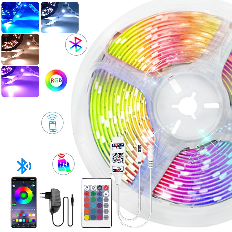 5m 10m 15m LED RGBW RGBWW RGB Strip Light SMD 5050 Light Bluetooth WiFi ...