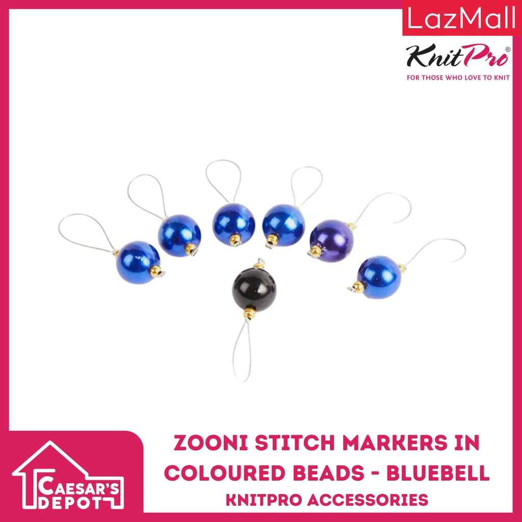 KnitPro Accessories Zooni Stitch Markers in Coloured Beads Bluebell