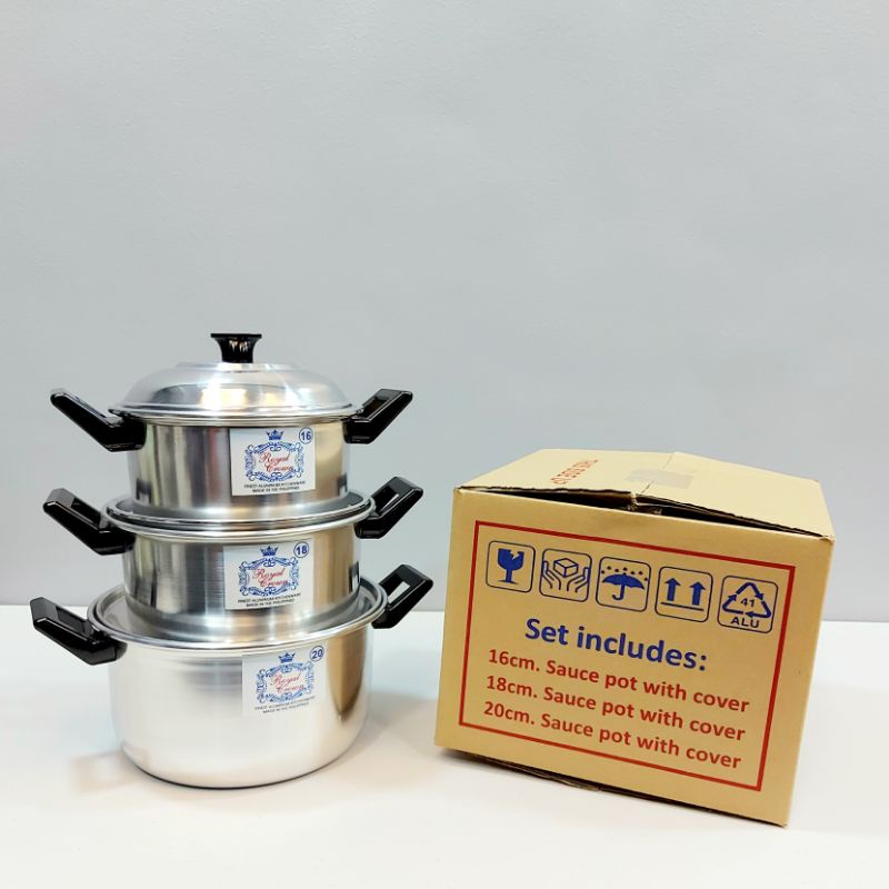 6-Piece (3 sets) Set Royal Crown Aluminum Cooking Pots/Kaldero/Kaserola ...