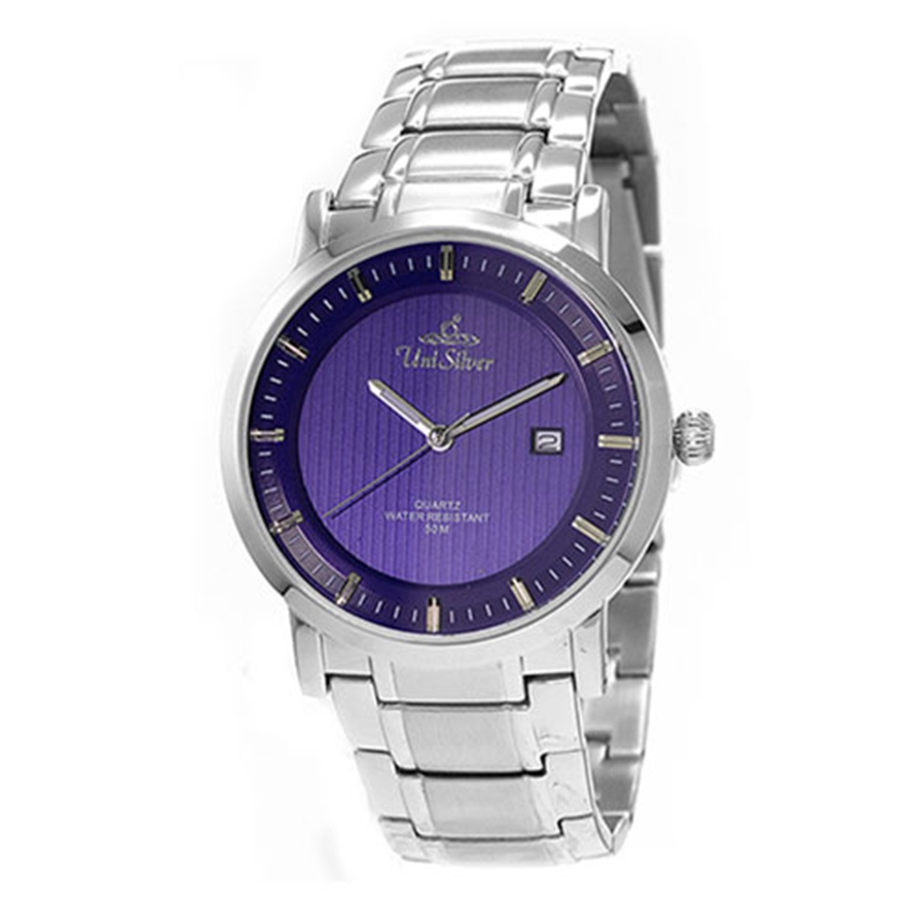 UniSilver TIME VantedgeLinear Pair Men's Silver / Blue Analog Stainless Steel Watch KW19571103