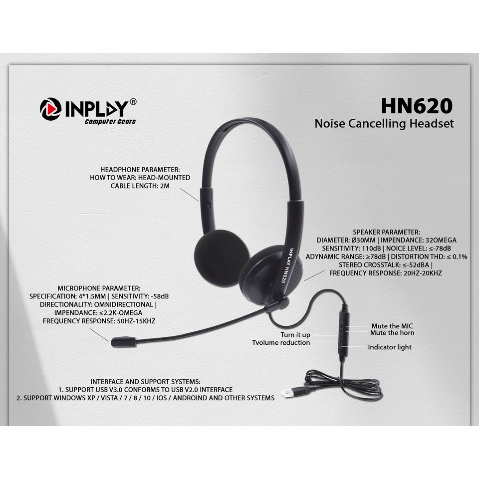 Inplay noise cancelling headset hot sale