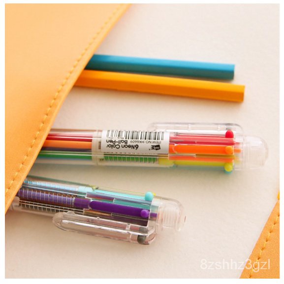 6pcs Solid Color Ballpoint Pens, Press Type, Suitable For Students, Girls'  Colored Journal Pens