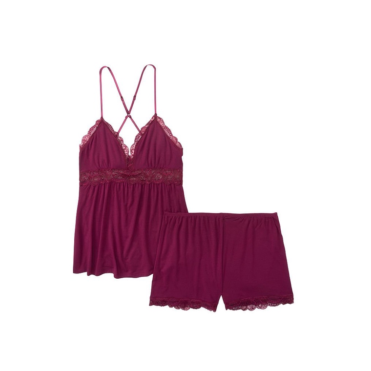 victoria secret stretch lace & chiffon cami set
