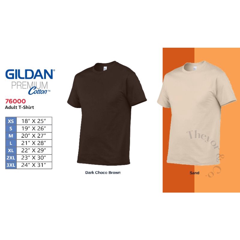 Gildan Premium Cotton T-shirt Color Sand and Choco Brown for Men's and ...