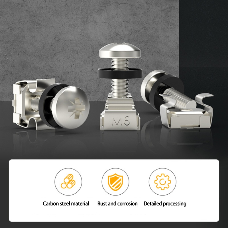 char M6 x 16mm 12mm Rack Mount Cage Nuts Screws Washers for Rack Mount ...