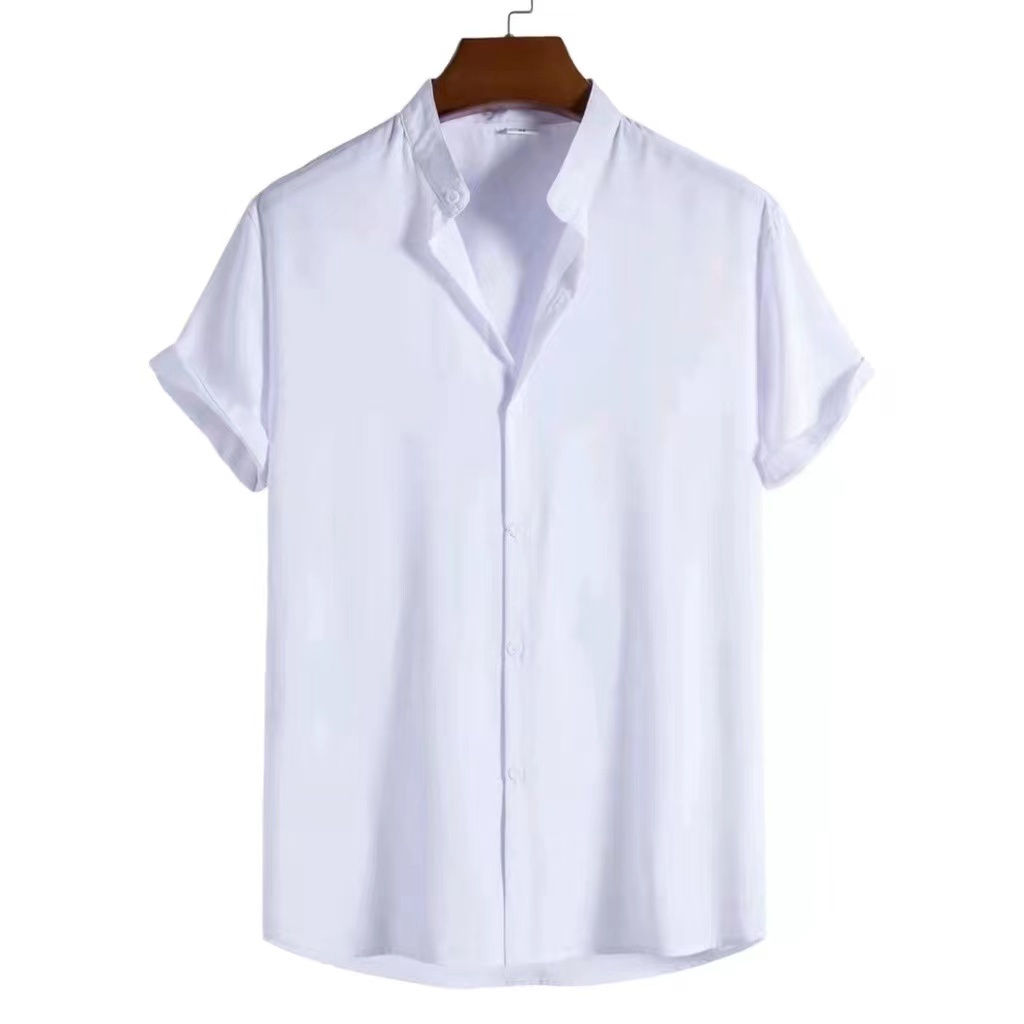 Chinese Collar Polo for Men Long/Short Sleeves Full Buttons Cotton ...