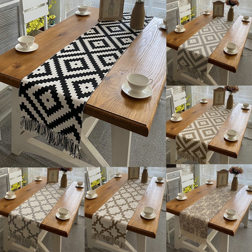 Luxury Cotton Linen Table Runner Cloth 4 6 8 10 Seater Handmade ...
