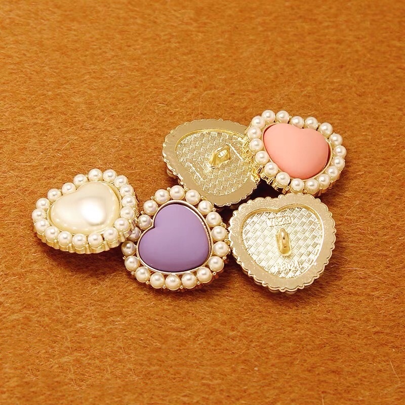 10Pieces/lot 23mm Heart-shaped Pearl Buttons for Clothing White Blue ...