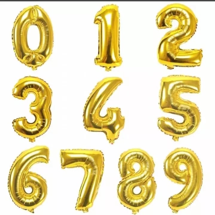 Gold Number Foil Balloon - 16 Inches for Birthday and Anniversary Party ...