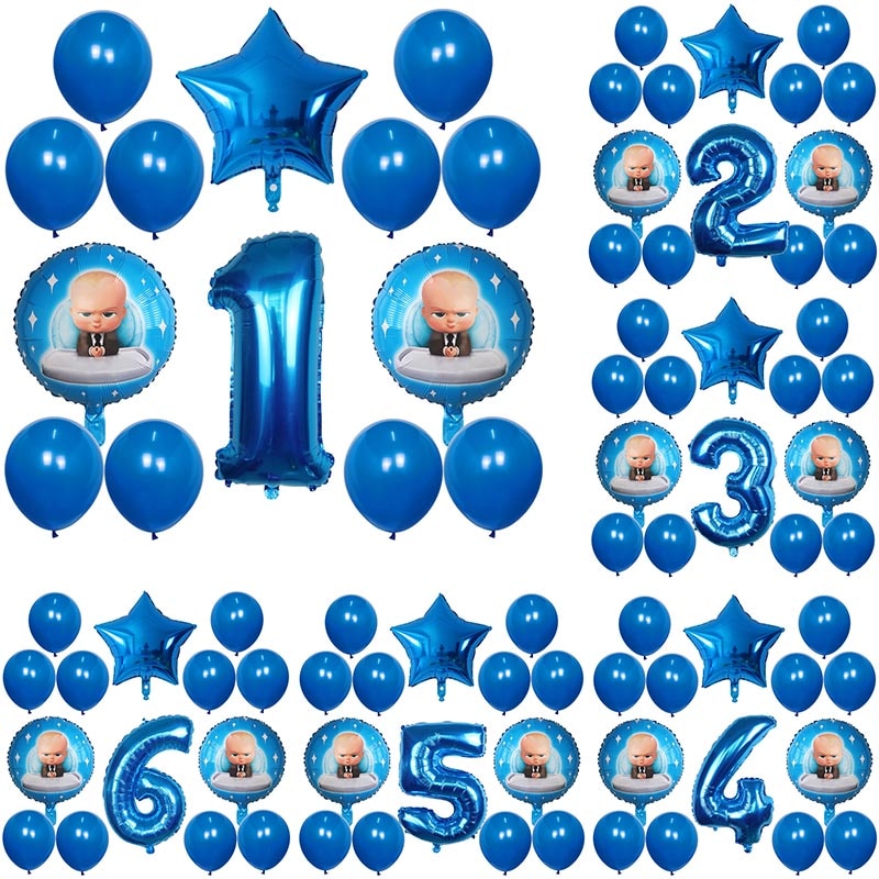 14pcs Boss baby Birthday Aluminum Balloon Party Set Baby Boss Number ...