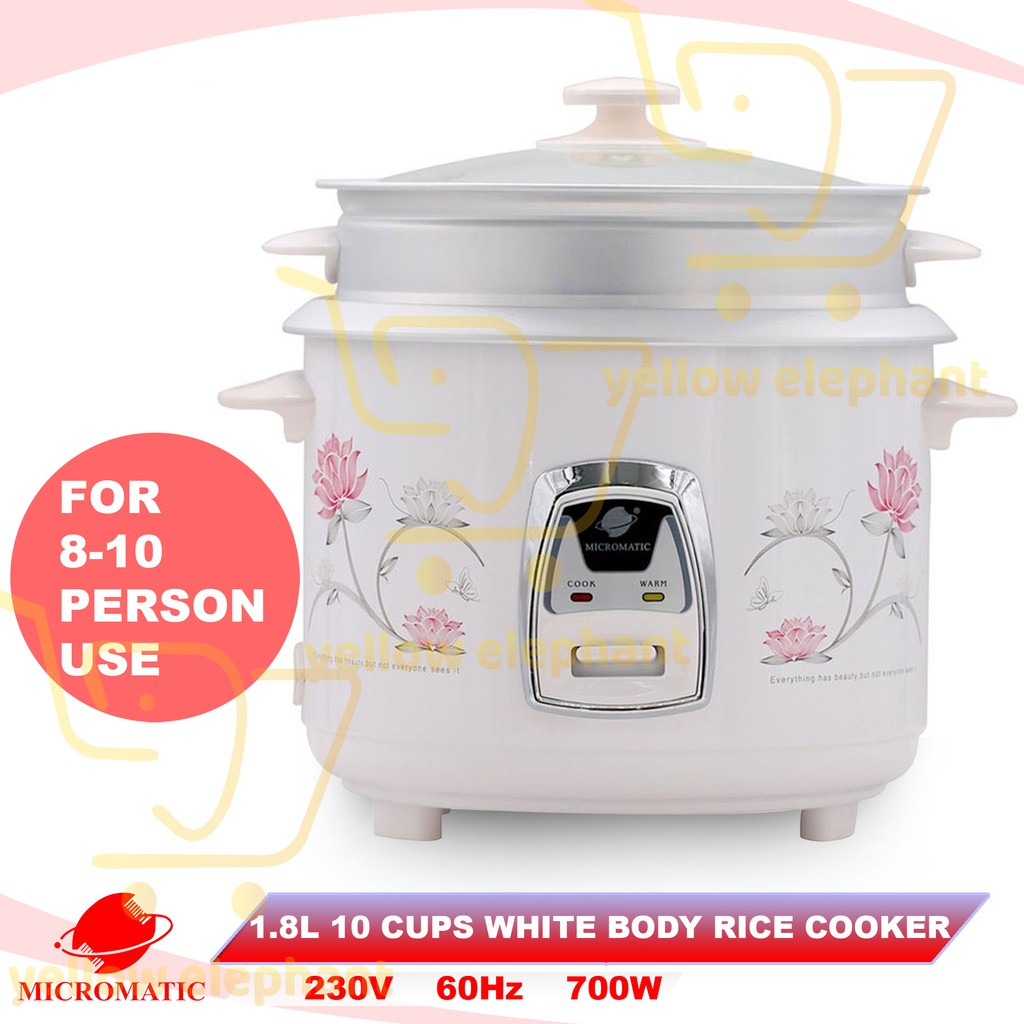 Micromatic Rice Cooker 6-8 Person 620W - Yellow Elephant Everyday Low Price