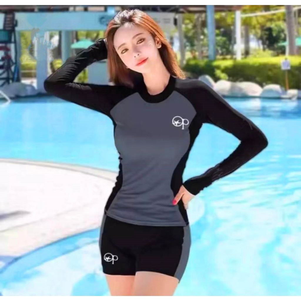 korean summer swim suit swimming rash guard sexy beach terno short ...