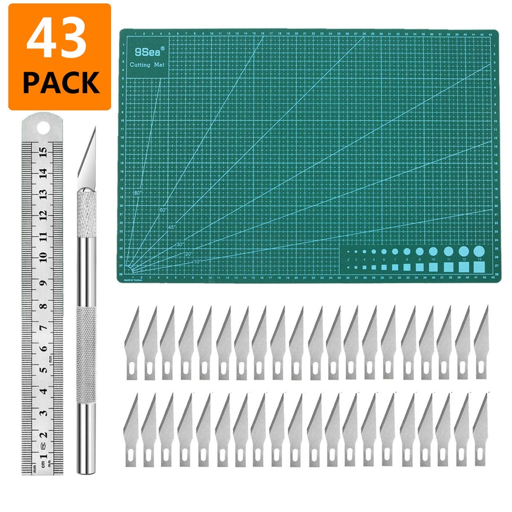 ABMRO 43 PCS Precision Carving Craft Hobby Knife Set Includes Utility Knife with 40Pcs Blades
