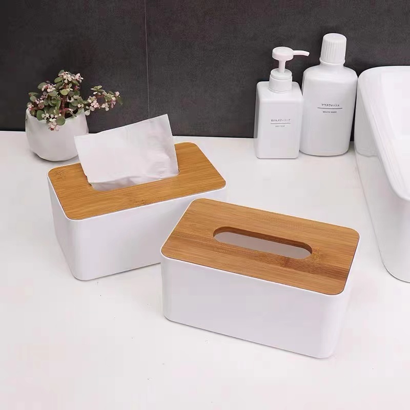 COD Bamboo tissue holder simple wood cover tissue box kitchen ...