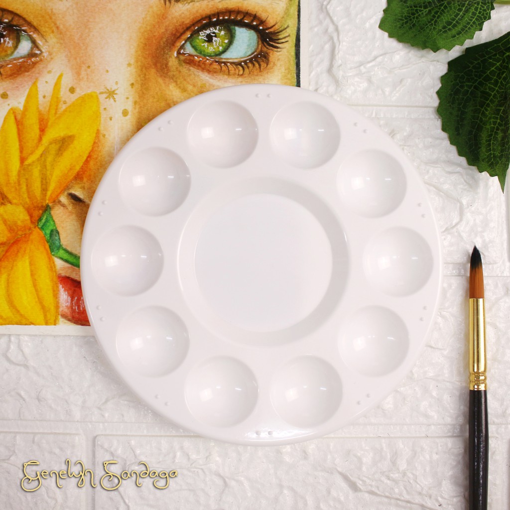 White Circle Paint Palette 11 Wells for Watercolor, Gouache, Poster ...