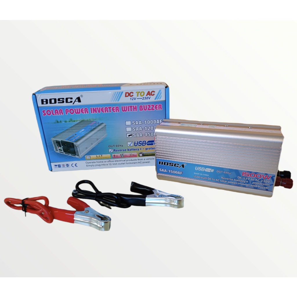 Inverter BOSCA 1500W DC 12V To AC 220-230V Car home Solar Power ...