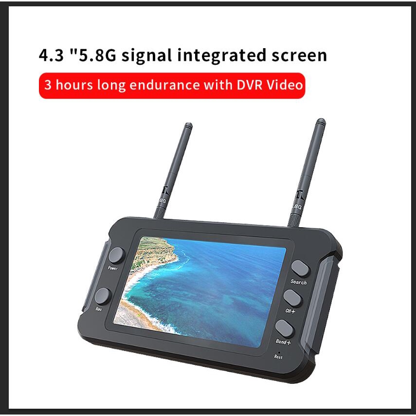 SoloGood 5.8G FPV Monitor with DVR 40CH 4.3 Inch LCD Display 16:9 NTSC ...