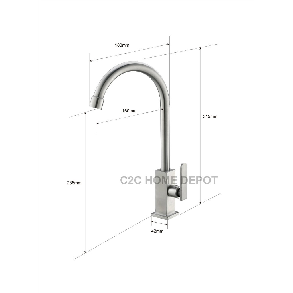 GRIPO sus304 kitchen faucet single cold (GR3650) | Shopee Philippines