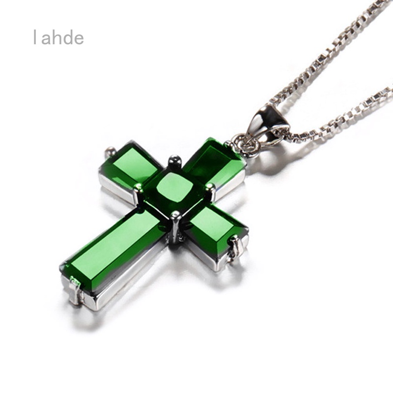 Lahde New Cross Emerald Pendant Necklace For Men And Women 45 Cm ...