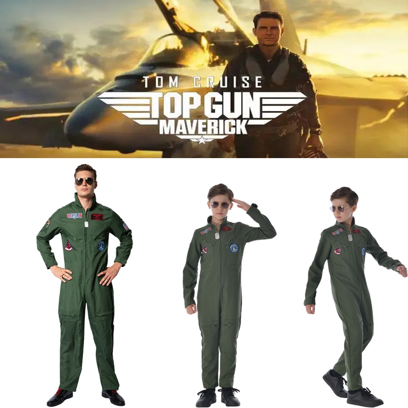 Top Gun Movie Cosplay American Airforce Uniform Halloween Costumes For Men Adult Army Green