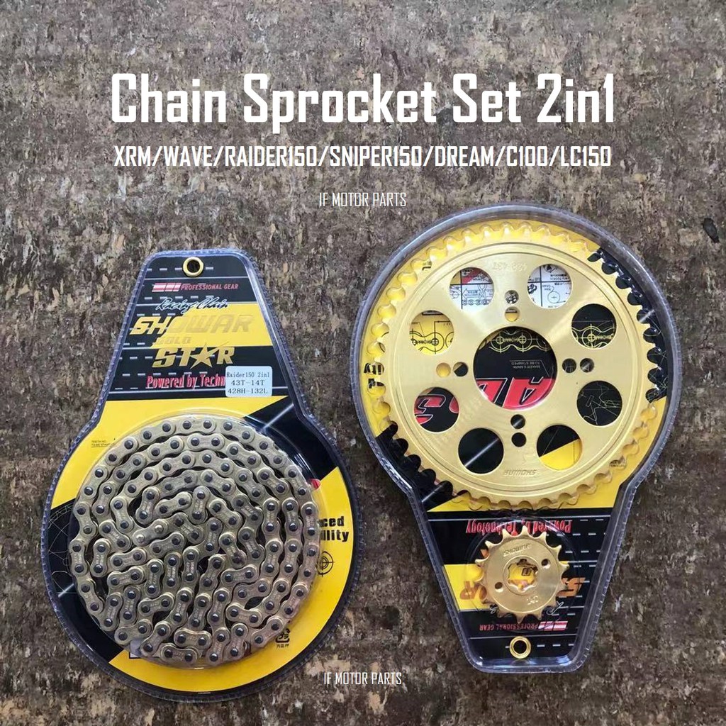 Chain Sprocket Set 2in1 Raider150 RS100 CT100 BAJAJ Original by IF