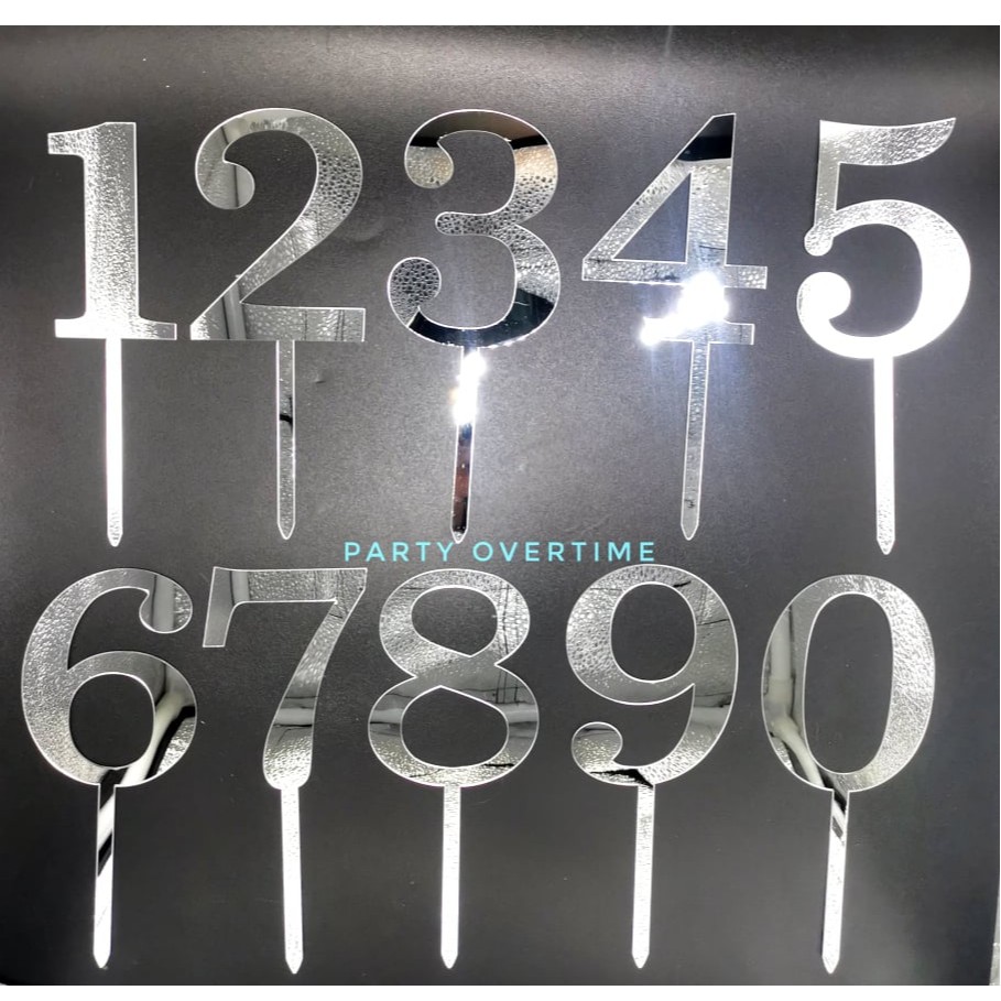 Silver Acrylic Number Cake Topper Single Digit Party Decor | Shopee ...