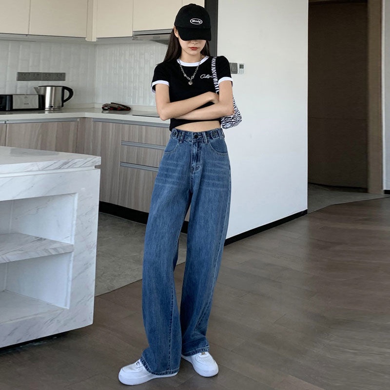 New Mom Jeans Garterized Highwaist Wideleg with Tali Baggy Pants Wide Leg