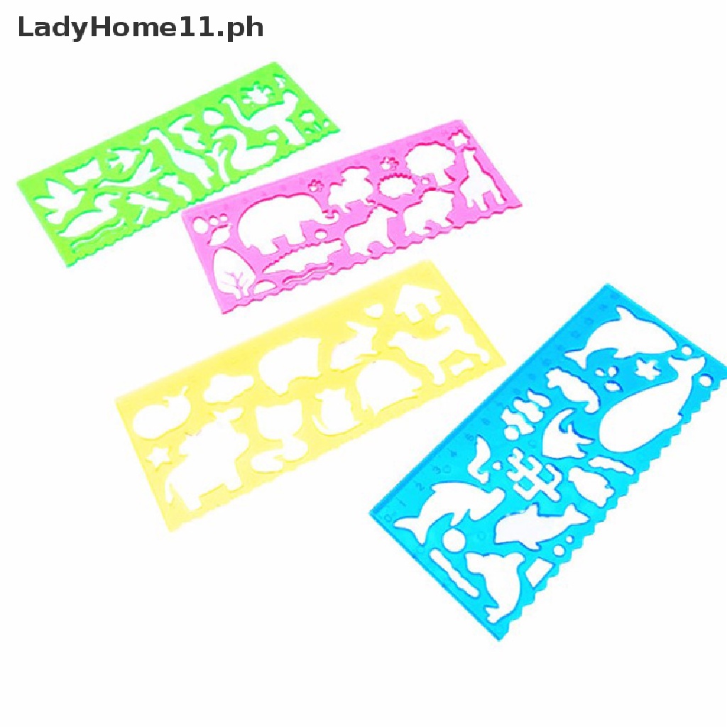 LadyHome11 Funny nature scene drawing pattern ruler 1 set of 4 pieces ...