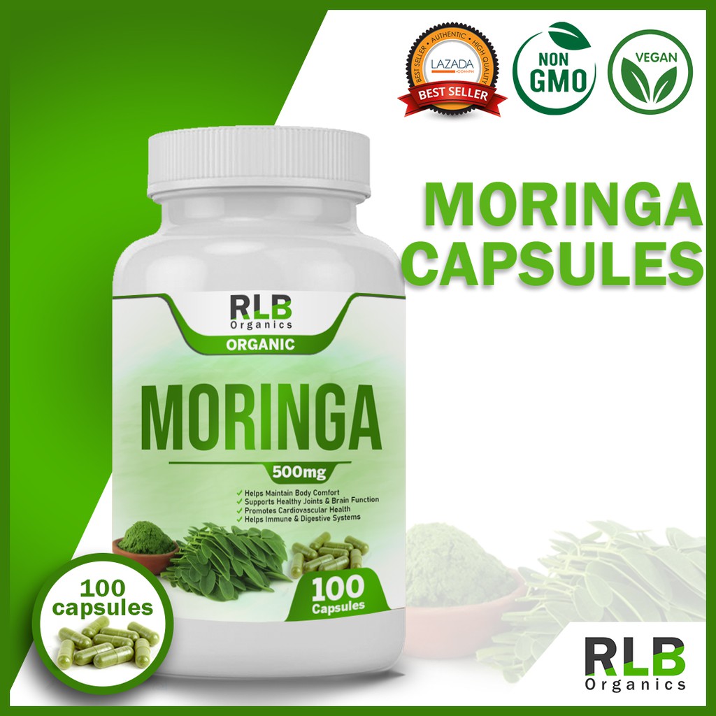 100 Capsules Pure Organic Natural Malunggay Moringa Capsules Nutrient Rich Antioxidant Body