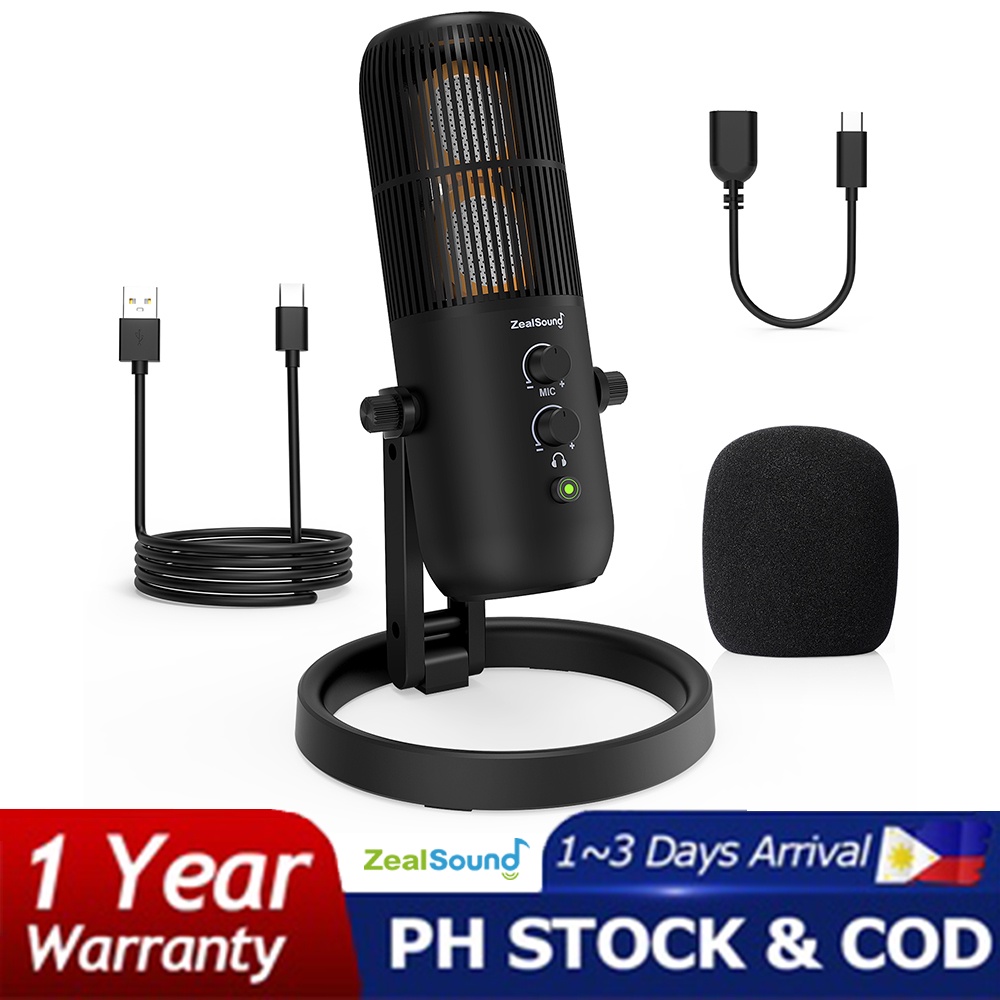 ZealSound USB Microphone,DUAL16mm Capsule Metal Recording Condenser