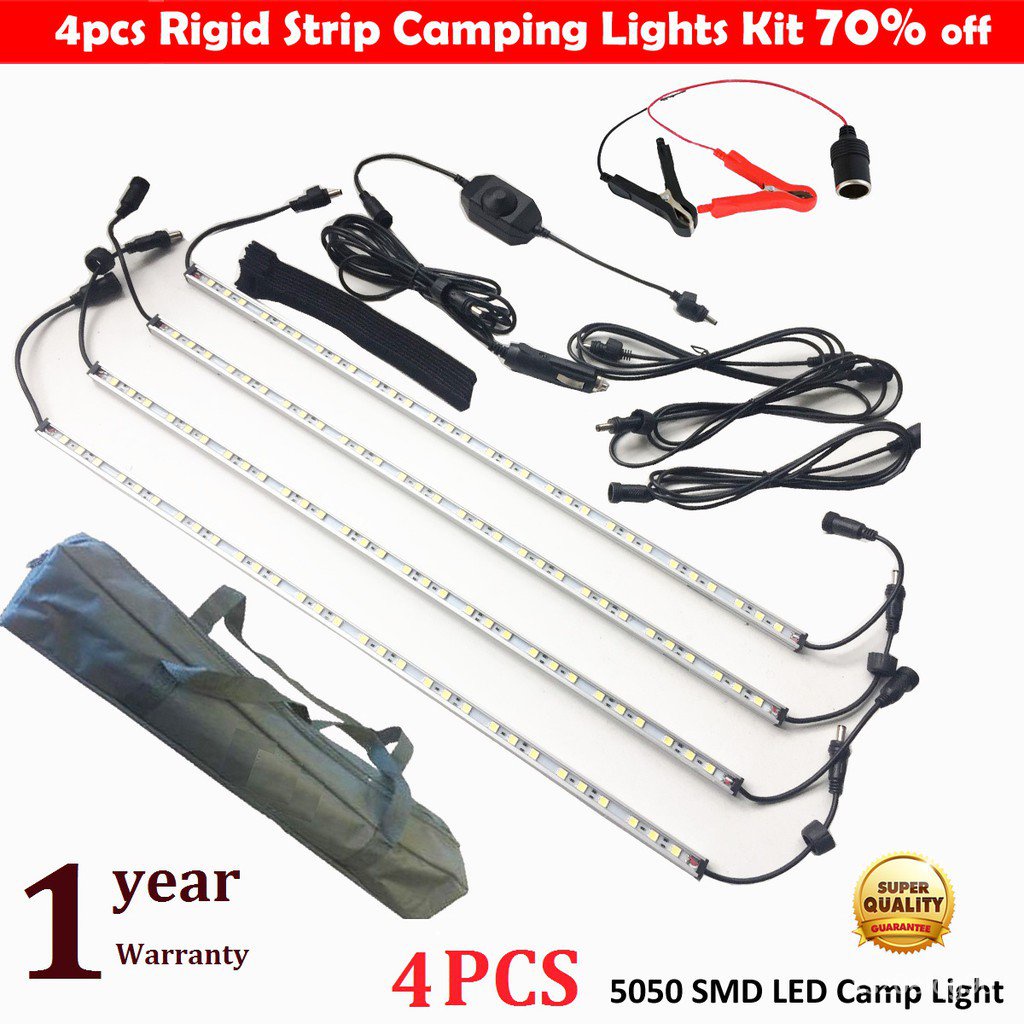 4x 12v Led Camping Lights Kit 5050 Strip Bar Rigid Rv Caravan Camper