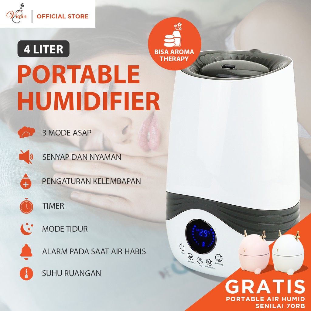 Violin AIR HUMIDIFIER ULTRASONIC 4L TOUCH SCREEN + REMOTEHF01 (Gray