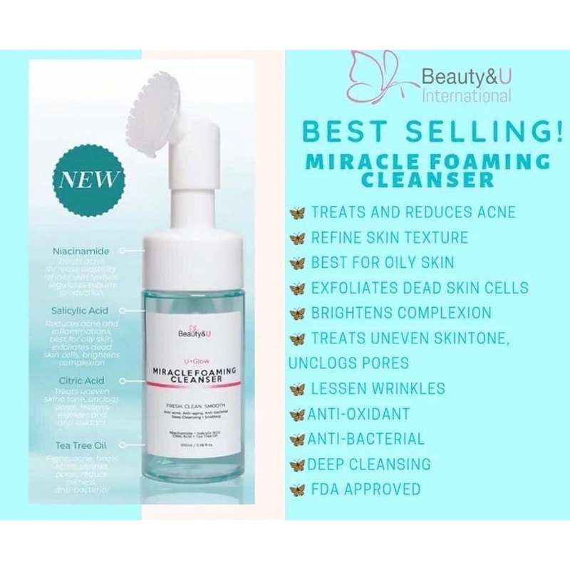 (COD) Beauty&U U-Glow Miracle Foaming Cleanser (with FREEBIES) | Shopee ...