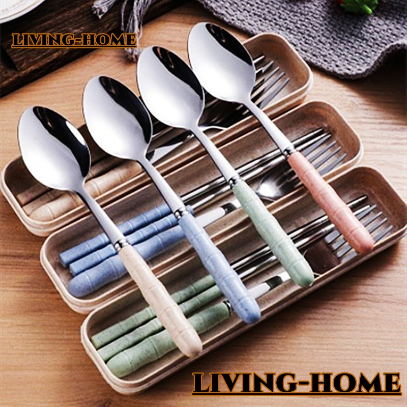 Stainless steel four in one portable tableware set Korean style high