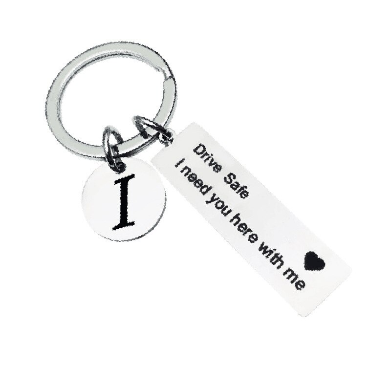 Drive Safe Keychain A-Z 26 Initials Lettering Men Women Boyfriend ...