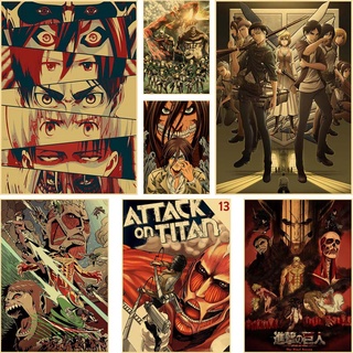 NEW!Hot Anime Vintage Posters Shingeki no Kyojin The Final Season Part 2  Kraft Paper Sticker DIY Room Bar Cafe Decor Art Wall