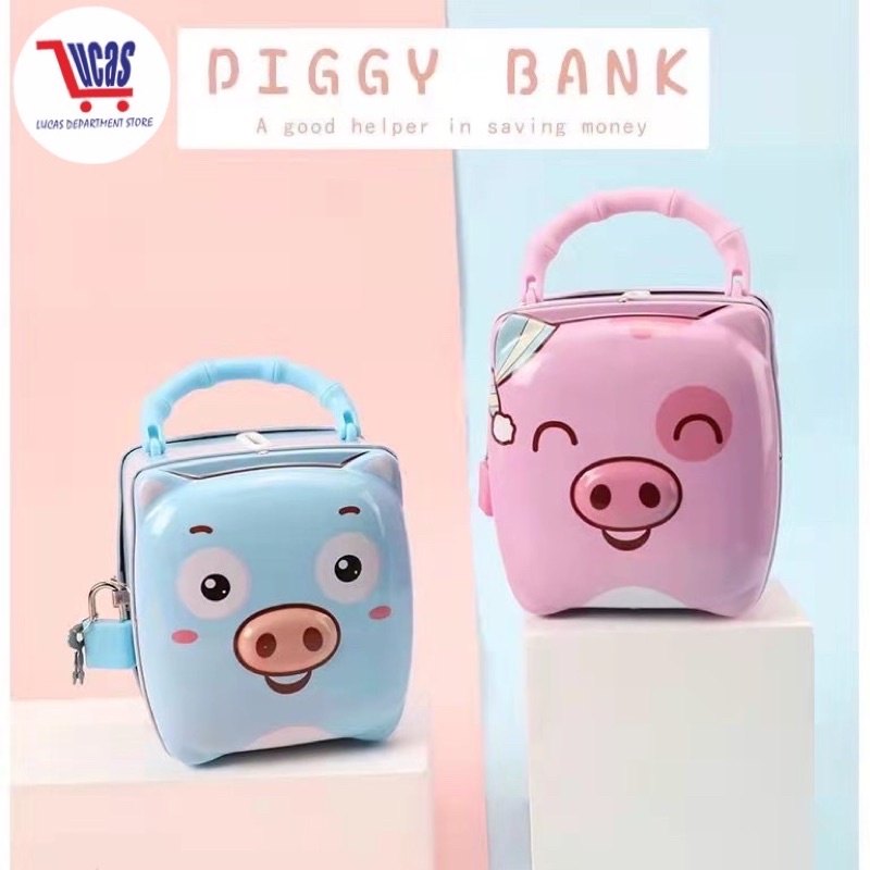 CUTE PIGGY BANK METAL PIGGY BANK WITH LOCK AND KEY CHILDREN GIFT