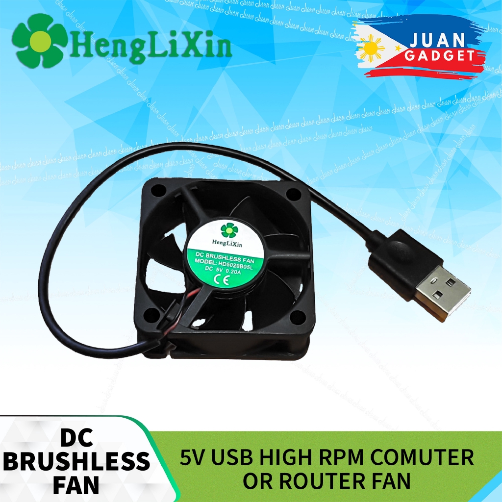 Henglixin USB DC Brushless Fan 50 x 50 x 20mm High RPM USB Computer or ...