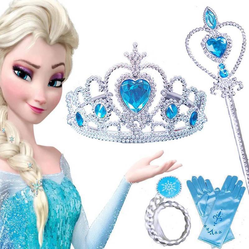 Frozen Princess Aisha Crown Magic Wand Wig Braid Glove Set | Shopee ...