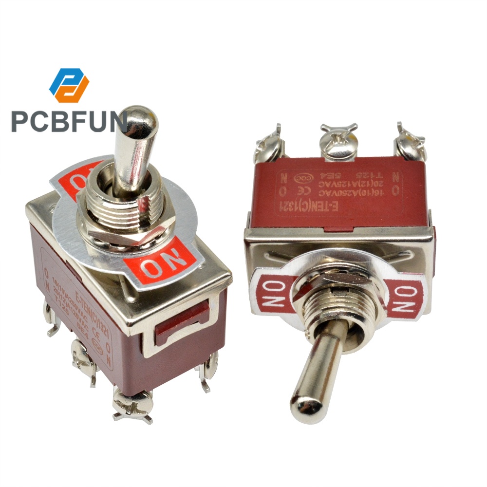 Pcbfun E-Ten 1321 Toggle Switch 31.4X19.7Mm Red 6Pin On-Off Silver ...