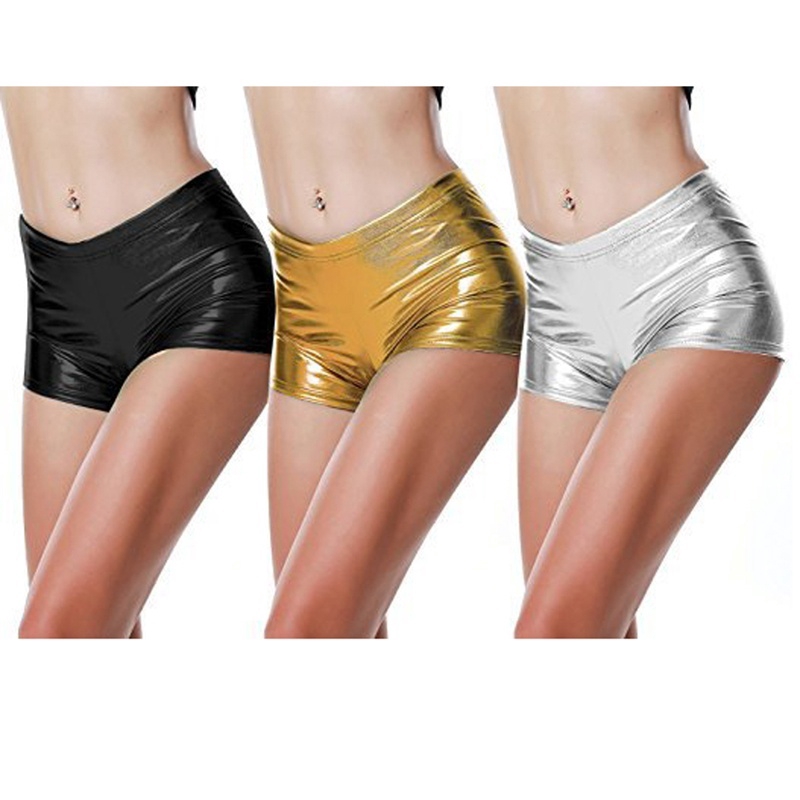 Haola Women's Shiny Metallic Yoga Shorts – High Waist Summer Workout & Dance Shorts