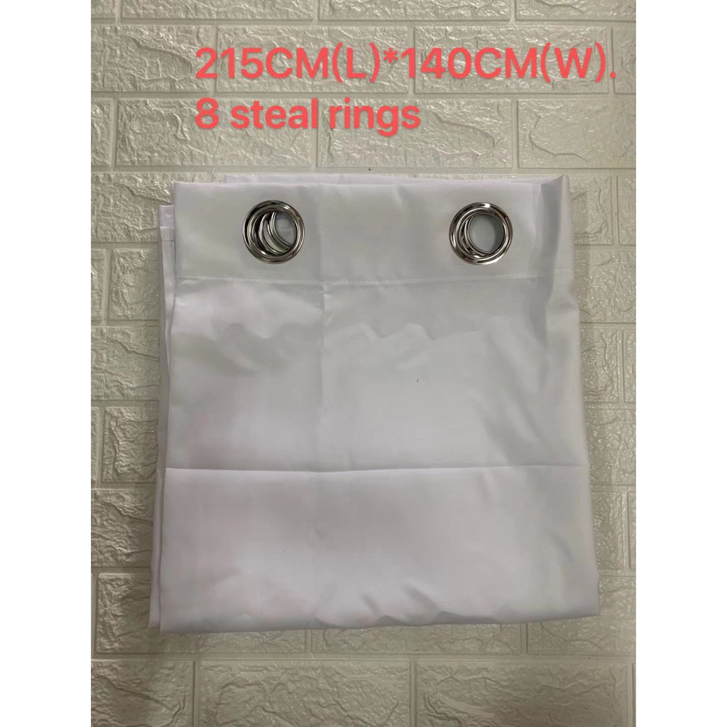 1pc 7feet Plain Fabric Curtain with 8 Steal Rings 215*140CM for Window ...