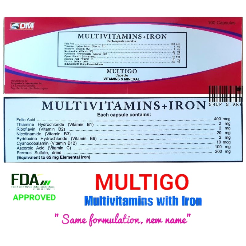 Health & Personal Care Multigo (Multivitamins with Iron) 100 capsules