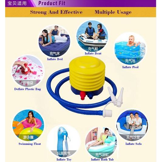 Foot Air Pump Camping Airbed Toy Ball Boat Inflator Swimming Pool Sofa ...