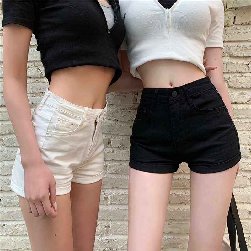 Black Denim Super Short Shorts Women's Summer New High Waist Slimming and  Tight Stretch All-Matching Short Pants Hot Pants