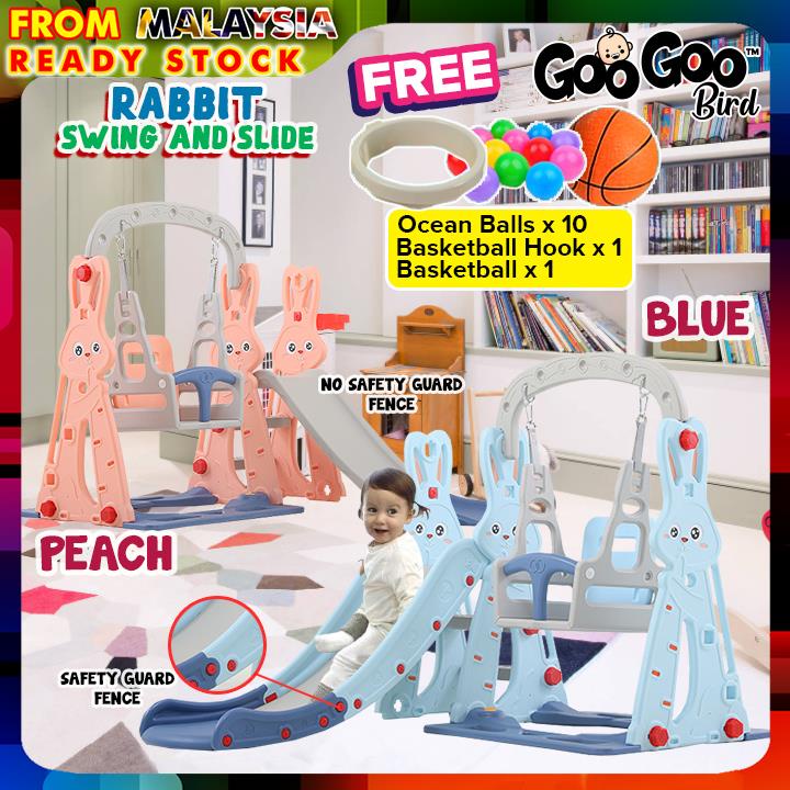 GooGoo Bird Rabbit 3 In 1 Swing & Slide Kids Slide Indoor / Outdoor ...