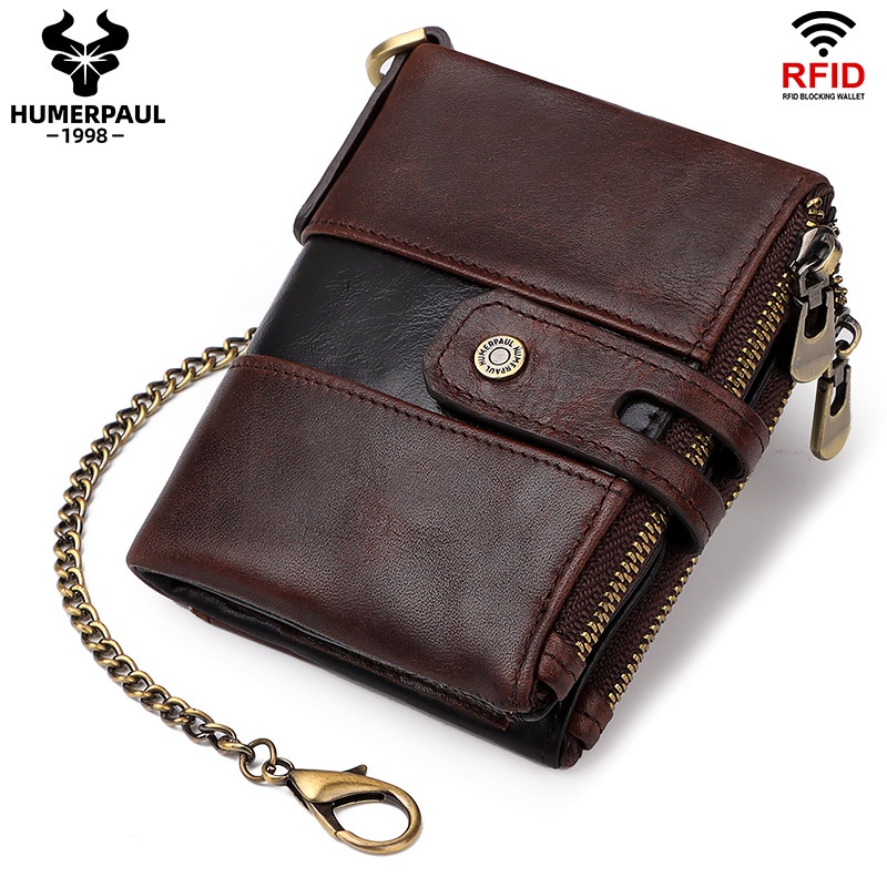 HUMERPAUL Genuine Leather Rfid Wallet New Men Crazy Horse Wallets Coin ...